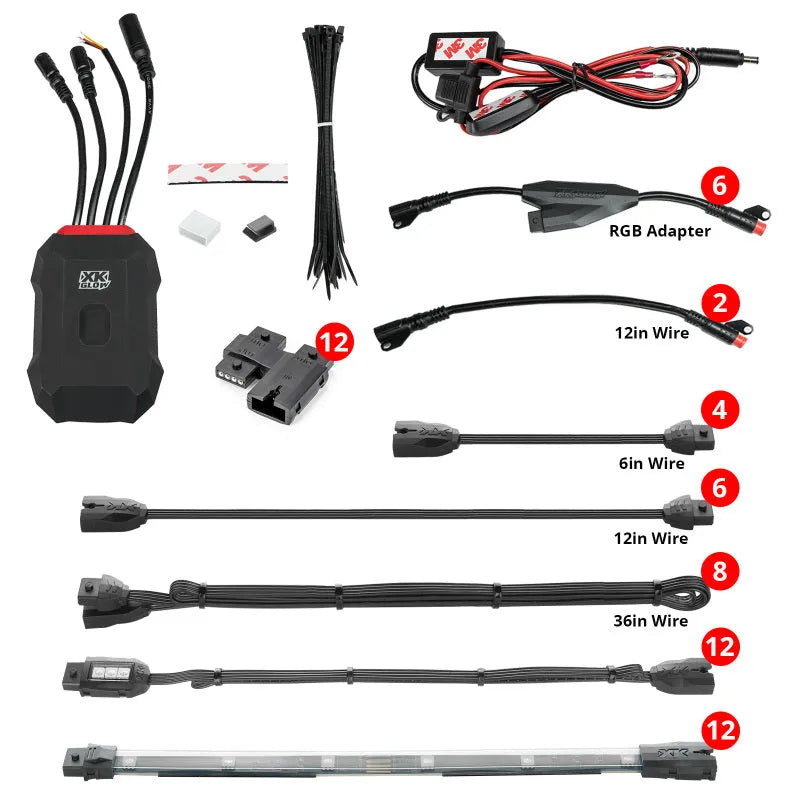 XK Glow Addressable LED Motorcycle Accent Light Kits Advanced XKalpha App Controlled xkgAP-MOTO-ADV