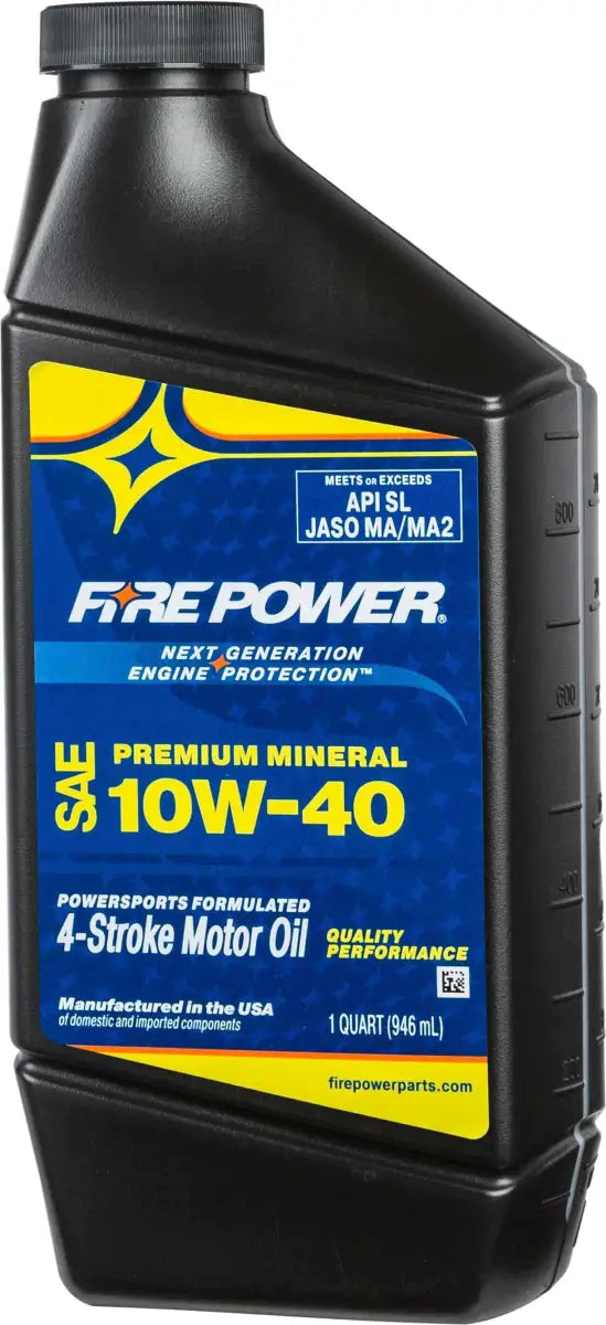 196979 Fire Power Mineral 4-Stroke Oil 10W-40 Qt 12/Case wps-841-00231