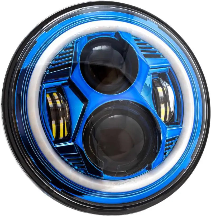 7" Led Blue Headlight Halo W/ Mnt Adapter wps-850-09671