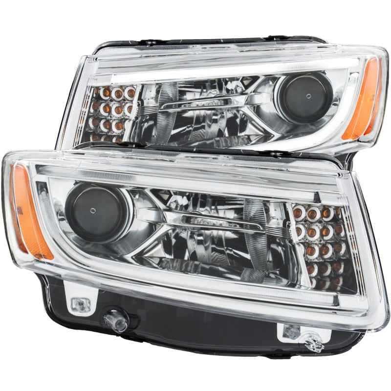 ANZO 2014-2015 Jeep Grand Cherokee Projector Headlights w/ Plank Style Design Chrome 111328