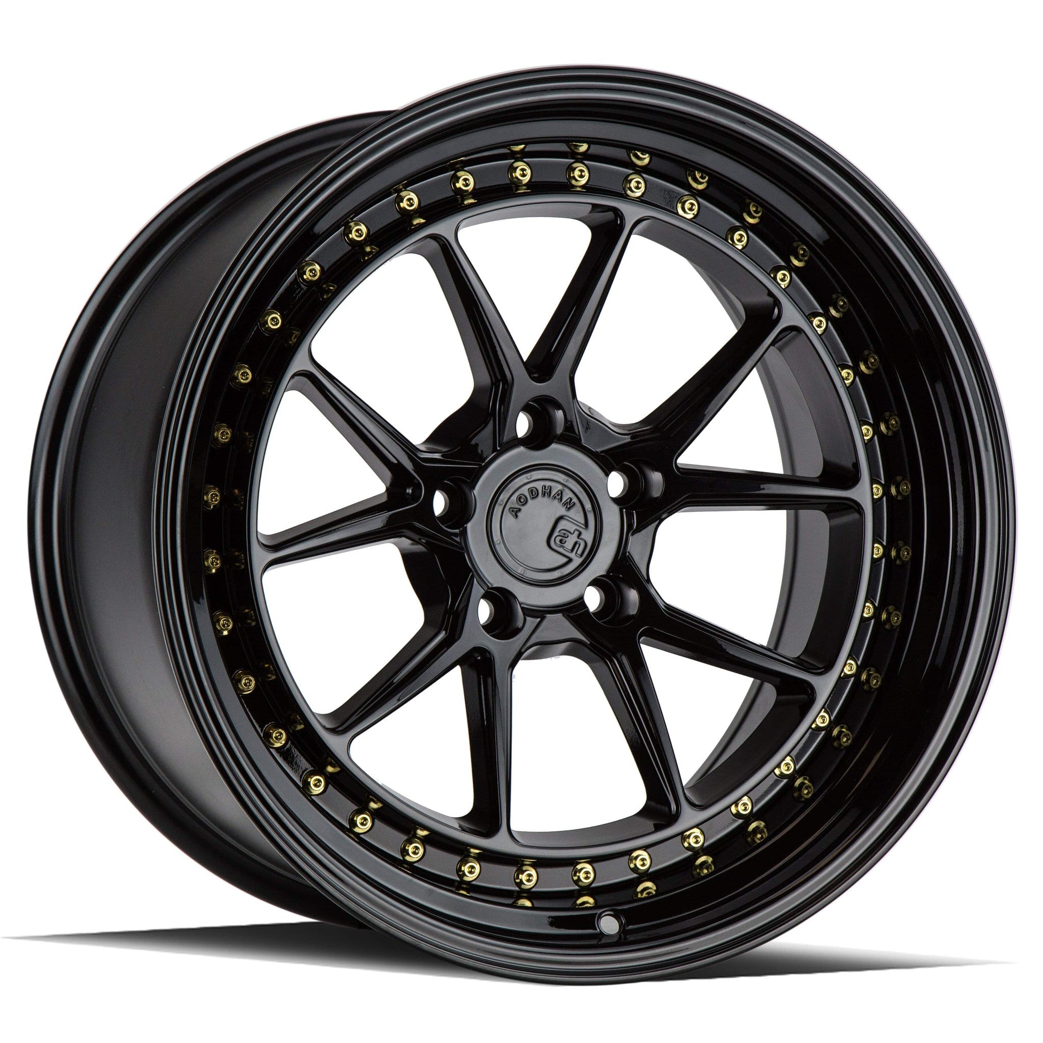 AodHan DS08 Gloss Black W /Gold Rivets Wheel 18x9.5 35mm 5x120