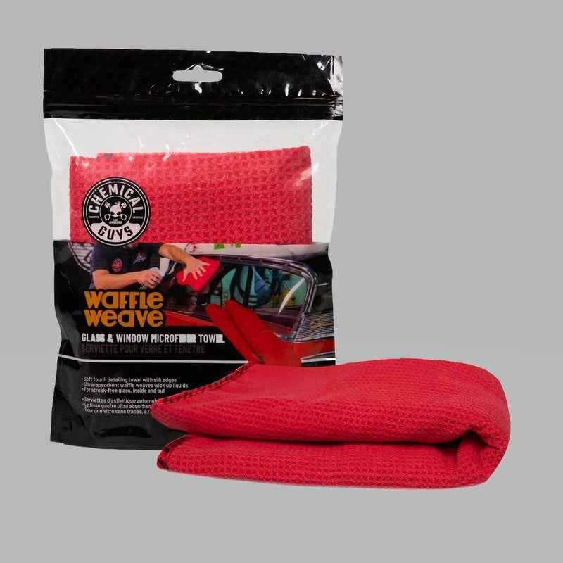 Chemical Guys Waffle Weave Glass & Window Microfiber Towel - 24in x 16in - Red - Case of 48 MIC707