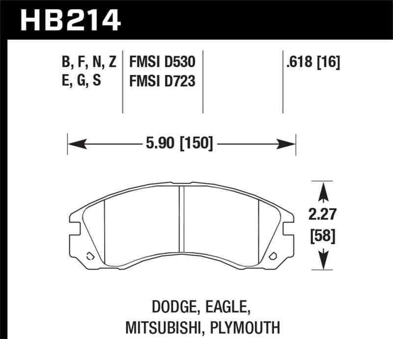 Hawk Mitsubishi Eclipse GT HPS Street Front Brake Pads HB214F.618
