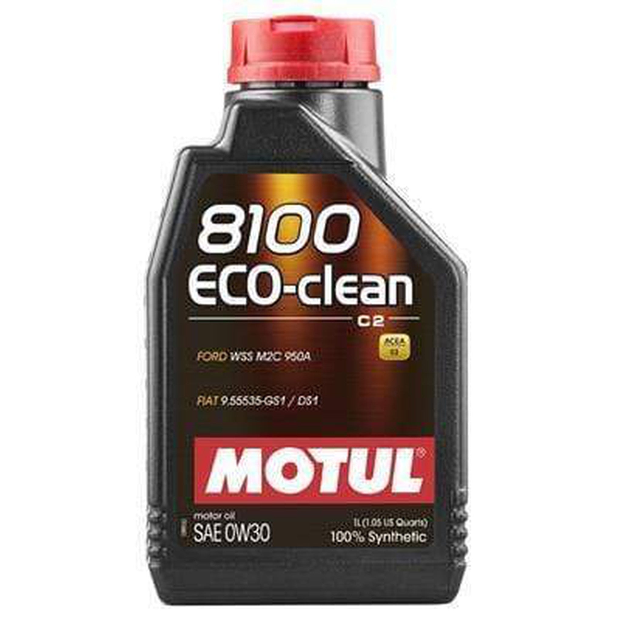 Motul 1L Synthetic Engine Oil 8100 Eco-Clean 0W30 12X1L - Acea C2/API SM/ST.JLR 03.5007 - 1L