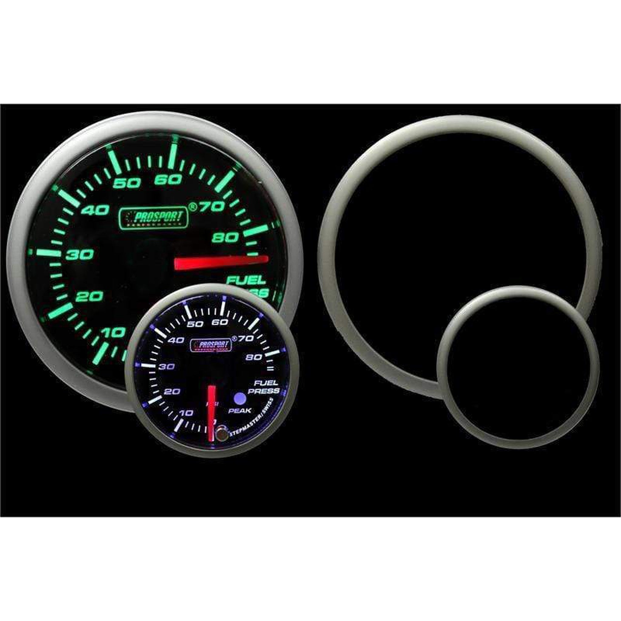 Prosport 52mm Premium Fuel Pressure Gauge - Green/White
