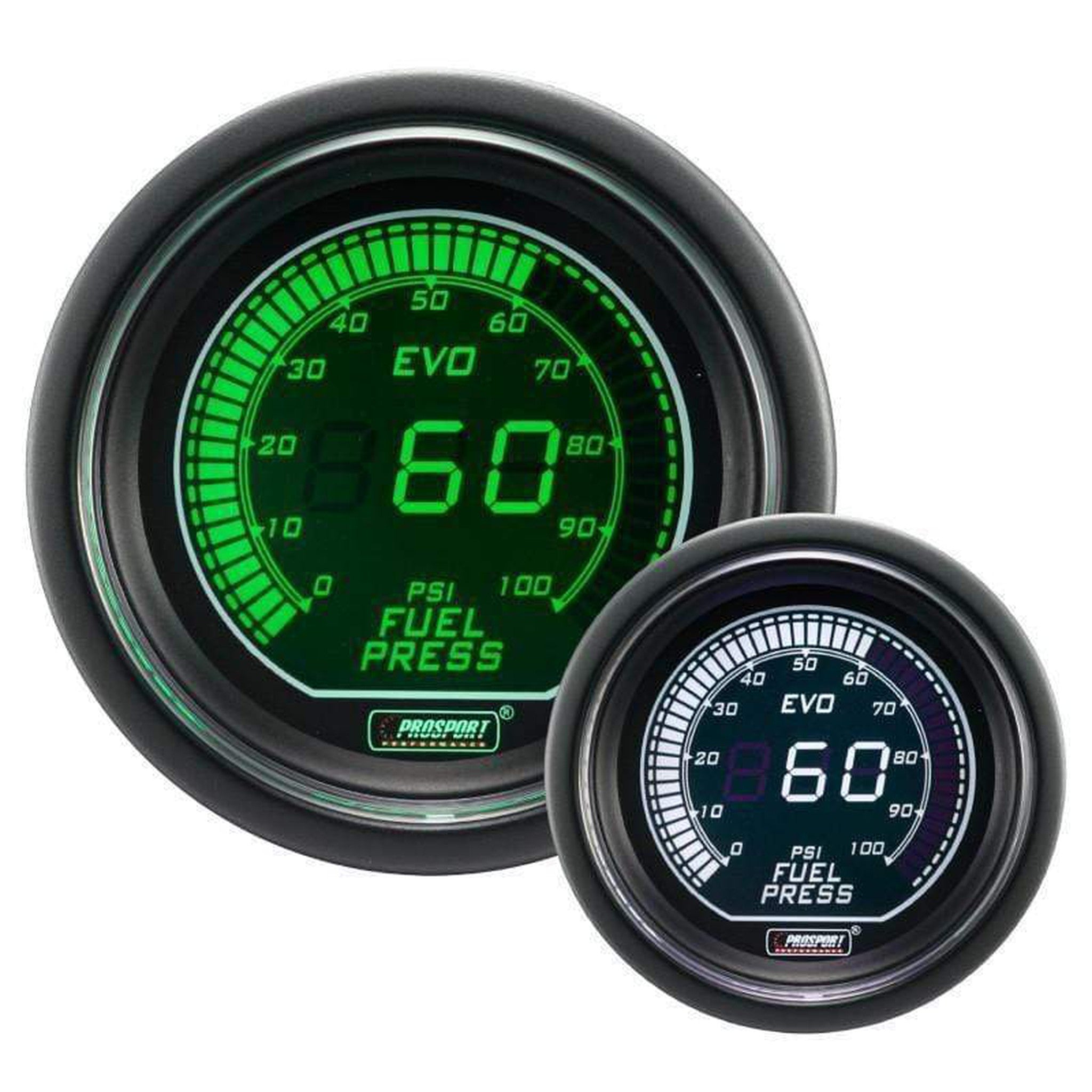 Prosport Evo Electrical Fuel Pressure Gauge - Green/White