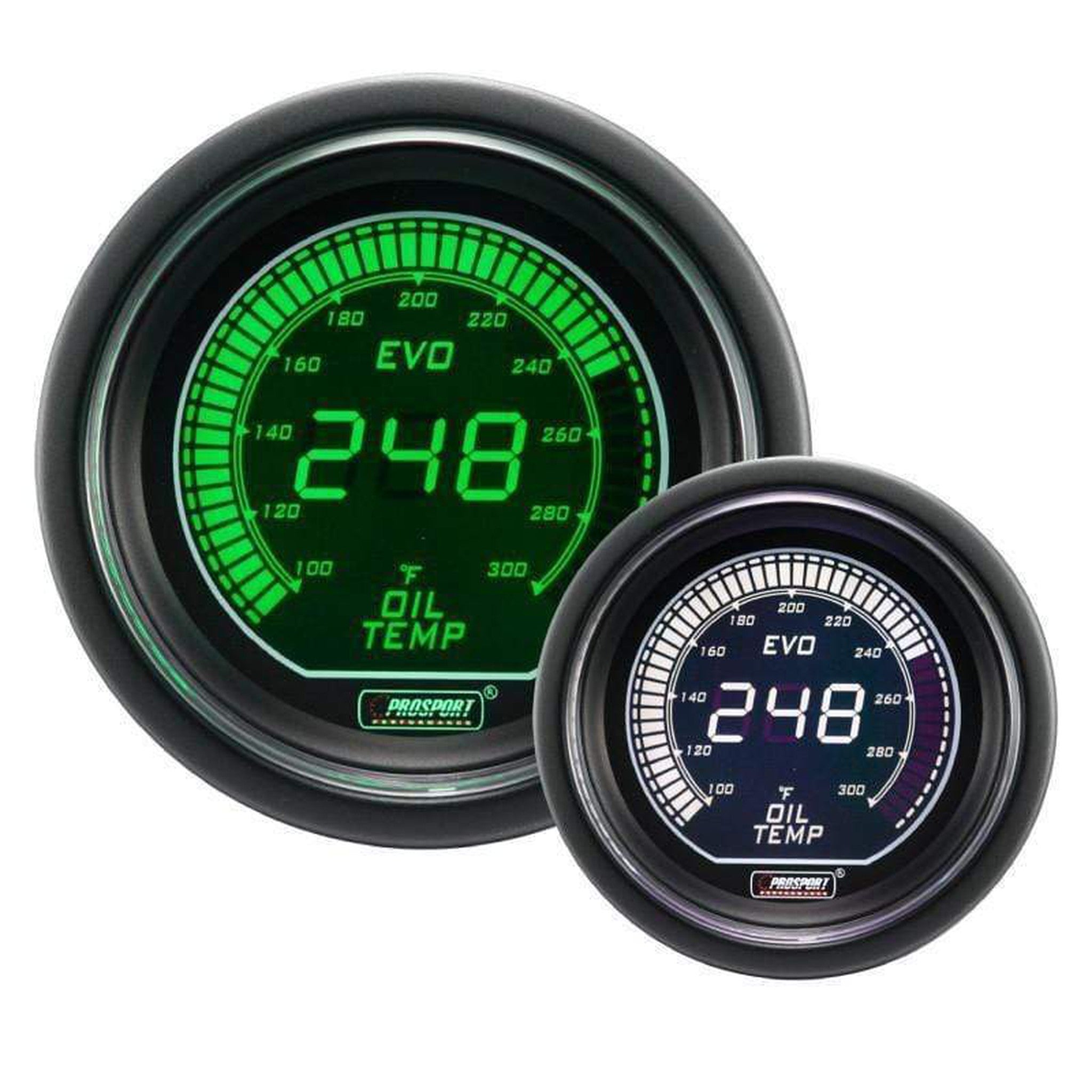 Prosport Evo Electrical Oil Temperature Gauge - Green/White