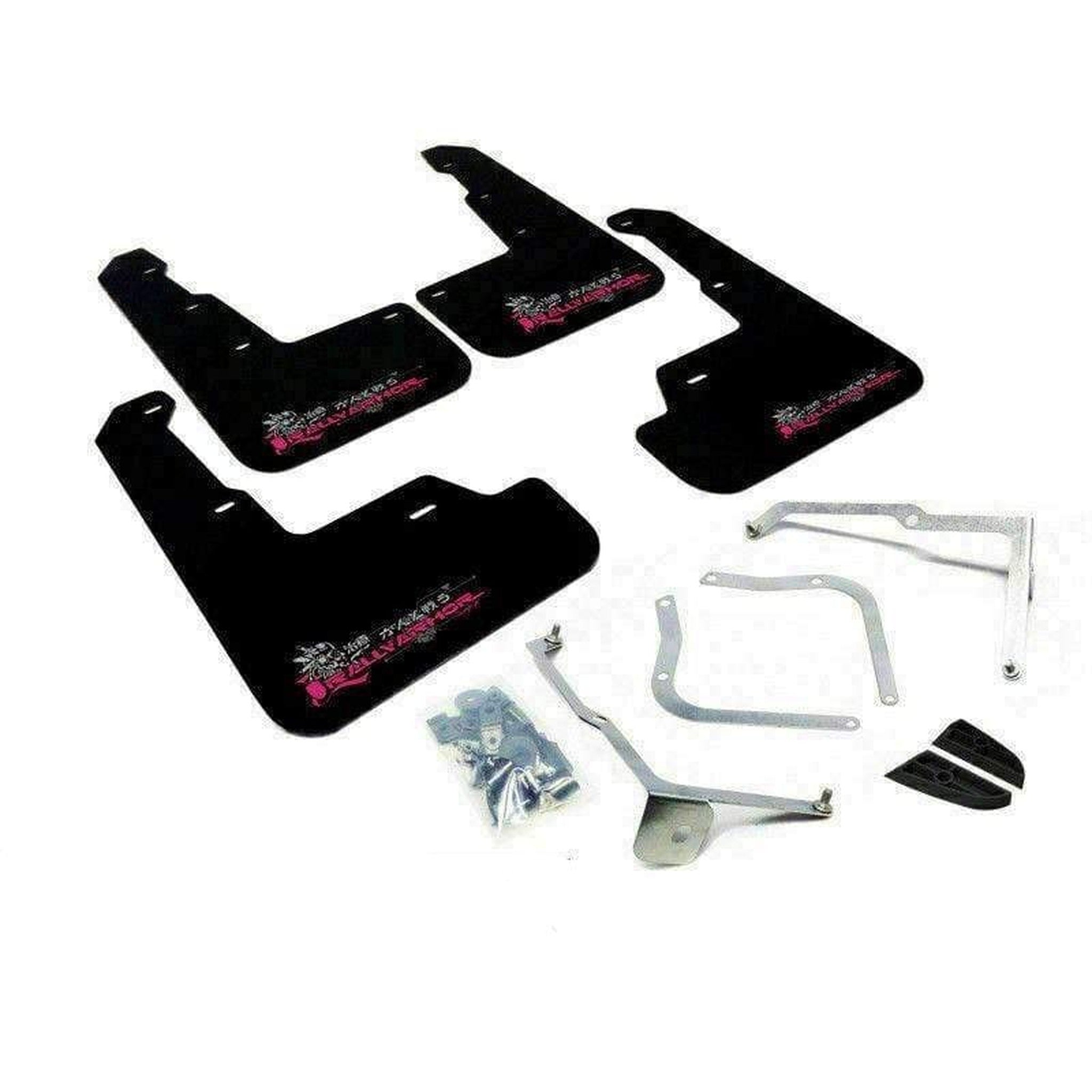Rally Armor UR Black Mud Flaps w/ Pink BCA Logo Ford Fiesta ST 2013-2018