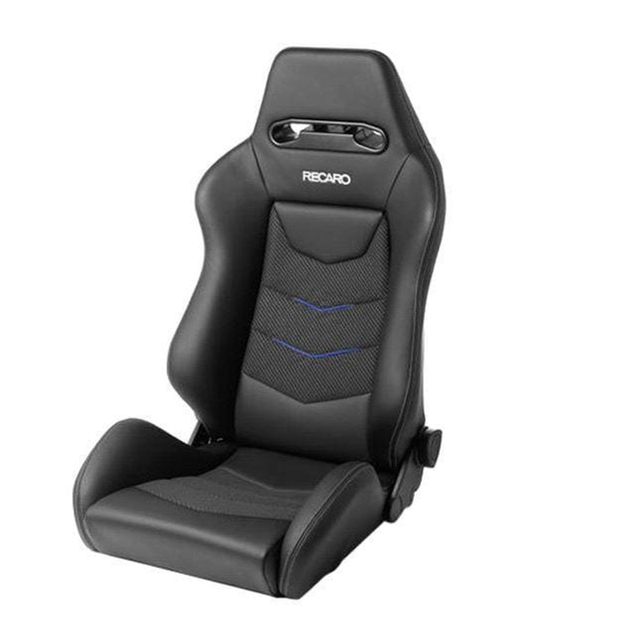 Recaro Speed V Driver Seat - Black Leather/Blue Suede Accent