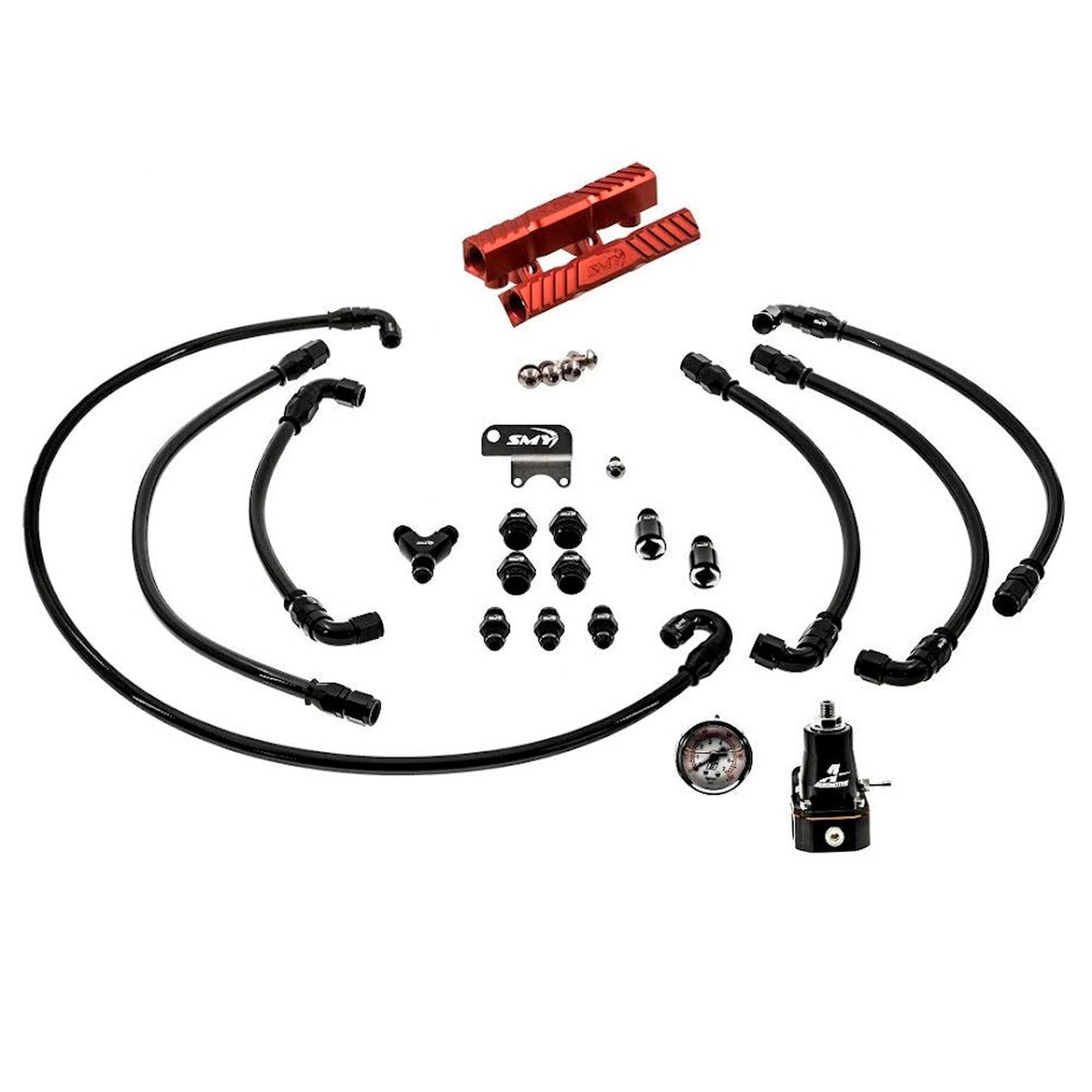 SMY Top Feed PTFE Fuel Line Kit Red Fuel Rails & Fuel Pressure Regulator Subaru WRX 2002-2014 / STI 2004-2021
