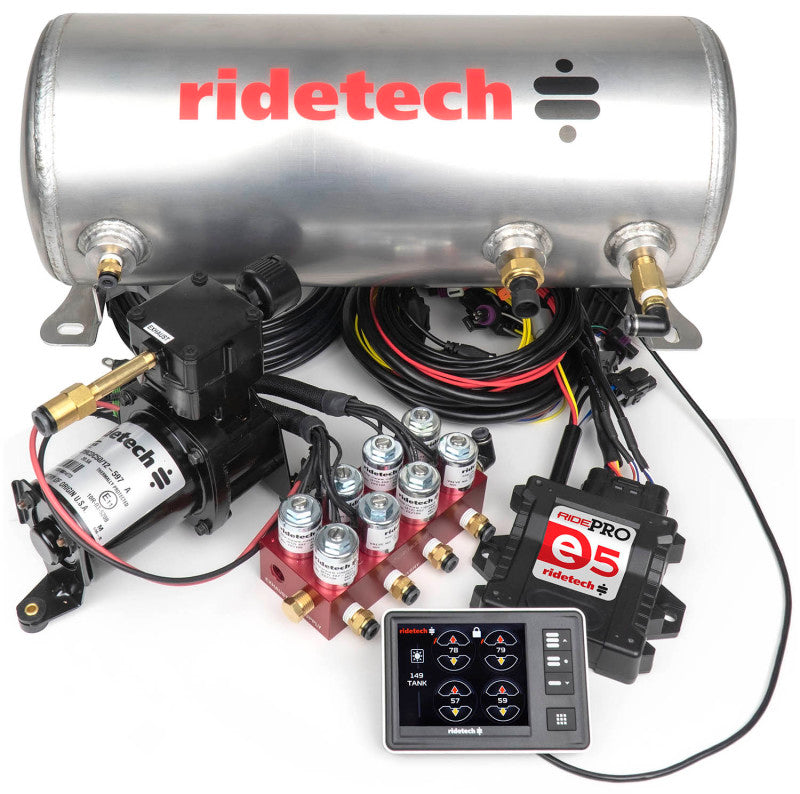 Ridetech RidePro E5 Air Ride Suspension Control System 3 Gallon Single Compressor 1/4in Valves - 30534000 rid30534000