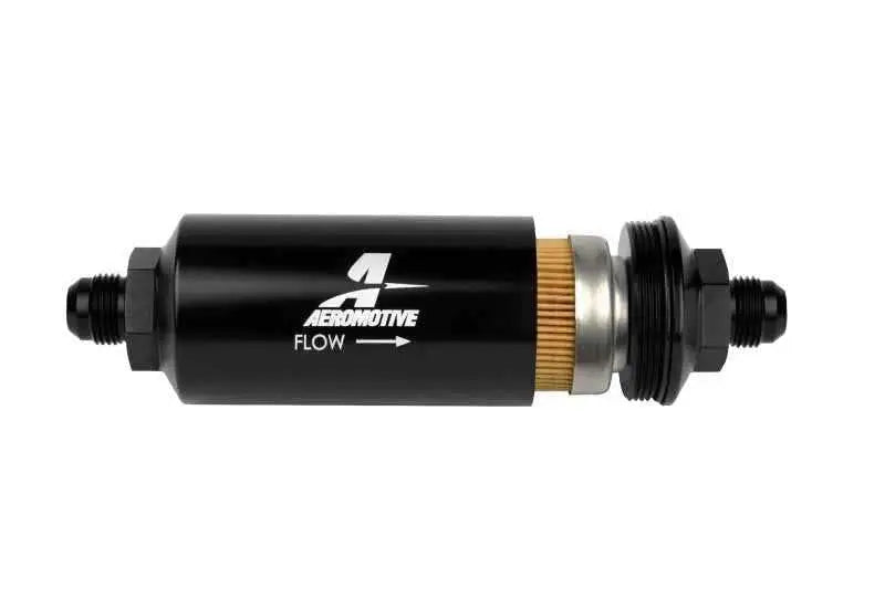 Aeromotive In-Line Filter - (AN -8 Male) 10 Micron Fabric Element Bright Dip Black Finish 12377