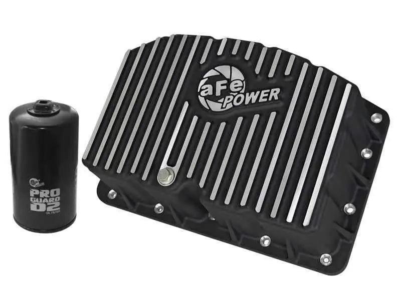 AFE Pro Series Engine Oil Pan Black w/Machined Fins; 11-16 Ford Powerstroke V8-6.7L (td) 46-70322