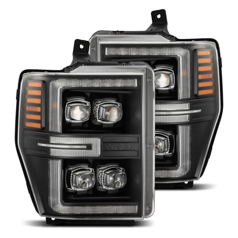 AlphaRex 08-10 Ford F250-550 NOVA-Series LED Projector Headlights Black w/Activ Light/Seq Signal - 880310 arx880310