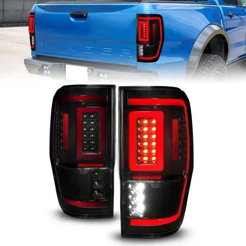 ANZO 19-22 Ford Ranger Full LED Taillights w/ Lightbar Sequential Signal Black Housing/Smoke Lens 311447