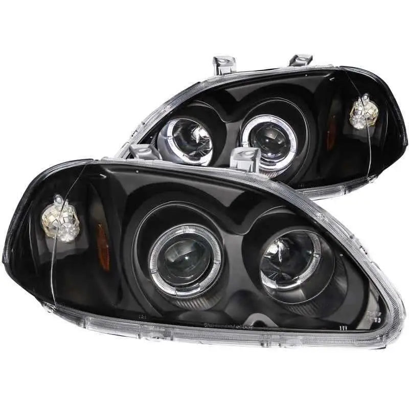 ANZO 1996-1998 Honda Civic Projector Headlights w/ Halo Black 121068
