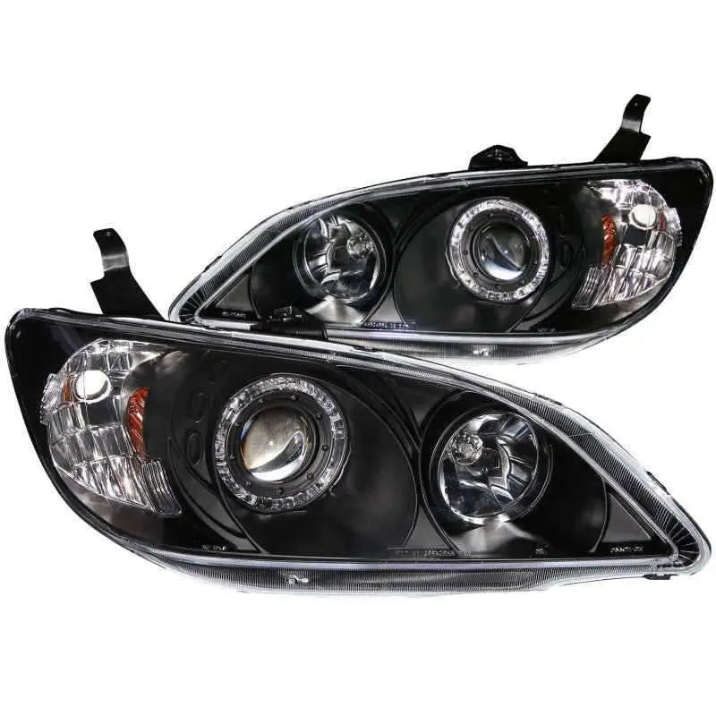 ANZO 2004-2005 Honda Civic Projector Headlights w/ Halo Black 121059