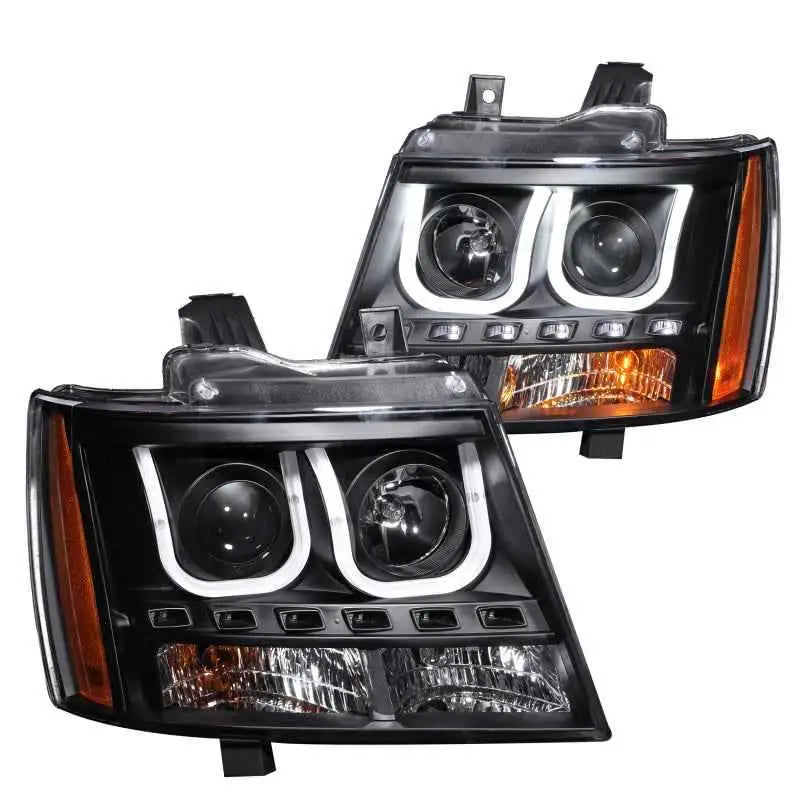 ANZO 2007-2013 Chevrolet Avalanche Projector Headlights w/ U-Bar Black 111273