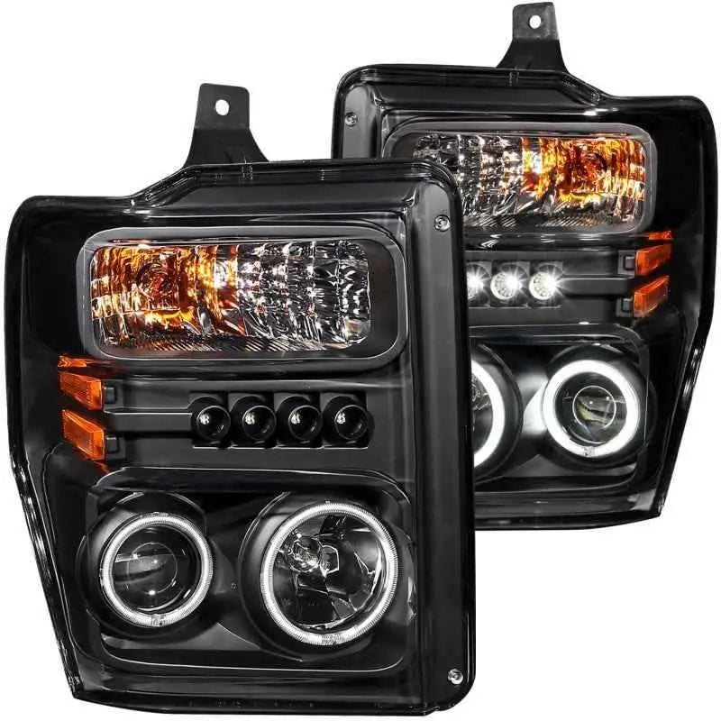 ANZO 2008-2010 Ford F-250 Projector Headlights w/ Halo Black (CCFL) 111168