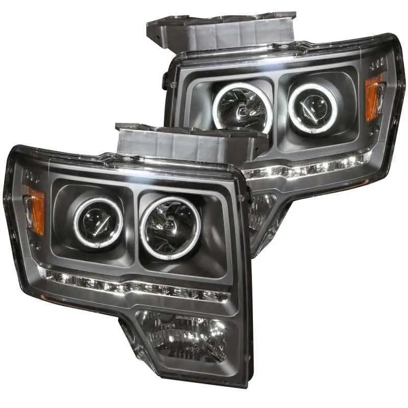 ANZO 2009-2014 Ford F-150 Projector Headlights w/ Halo Black (CCFL) G2 111298