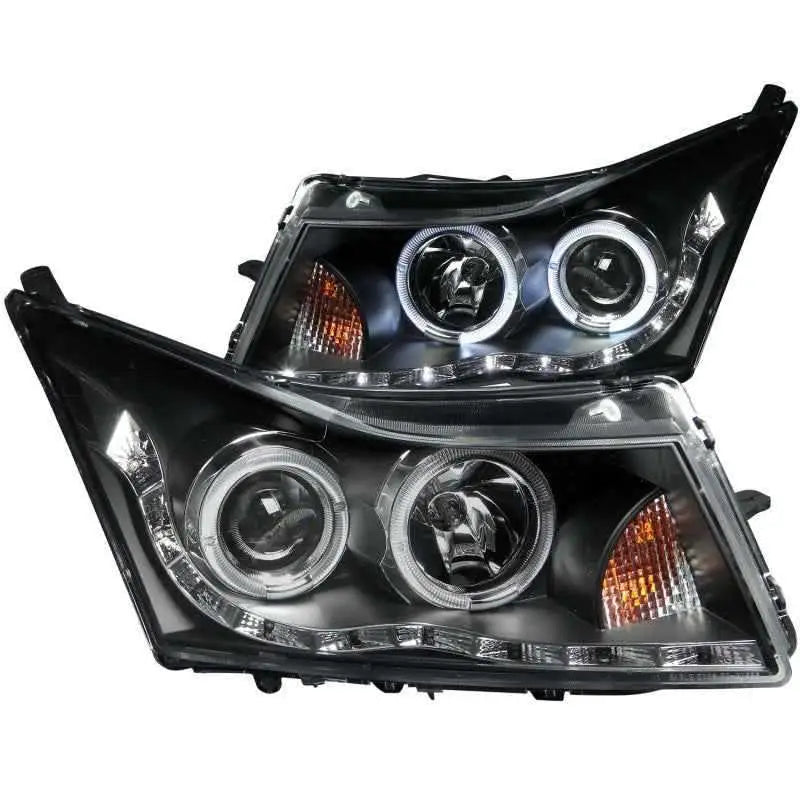 ANZO 2011-2015 Chevrolet Cruze Projector Headlights w/ Halo Black (LED Eyebrow) 121400