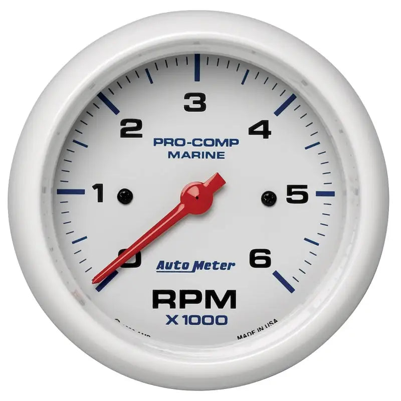 Autometer Marine White Ultra-Lite Gauge 3-3/8in Tachometer 6K RPM - 200752 atm200752