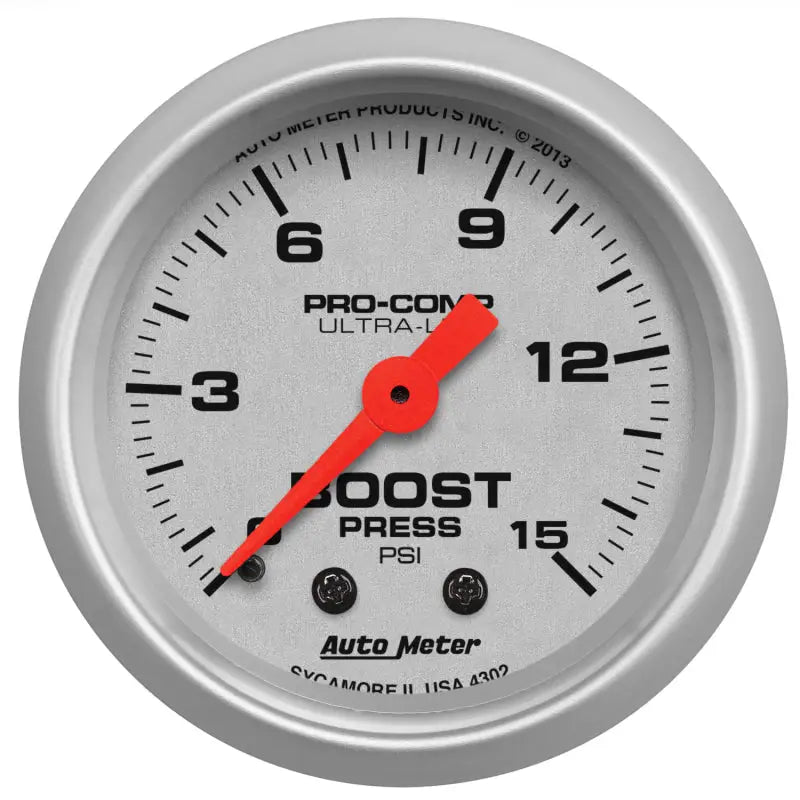 Autometer Ultra-Lite 52mm 0-15 PSI Mechanical Boost Gauge - 4302 atm4302
