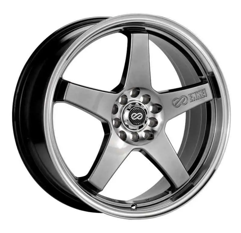Enkei EV5 17x7 4x100/114.3 45mm Offset 72.6 Bore Diameter Hyper Black w/ Machined Lip Wheel 446-770-0145hb