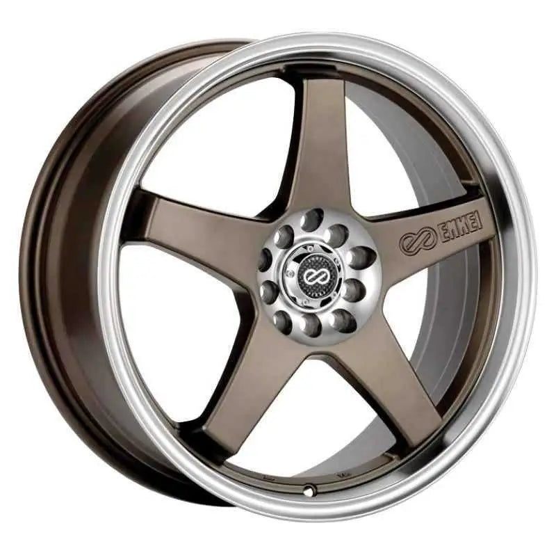Enkei EV5 18x7.5 5x100/114.3 38mm Offset 72.6 Bolt Diameter Matte Bronze w/ Machined Lip Wheel 446-875-0238zp