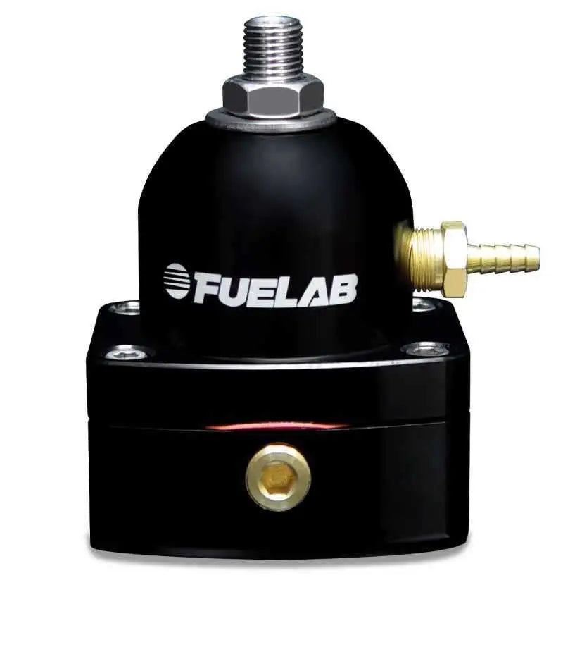 Fuelab 525 Carb Adjustable FPR In-Line Large Seat 1-3 PSI (1) -6AN In (1) -6AN Return - Black 52503-1-l-l