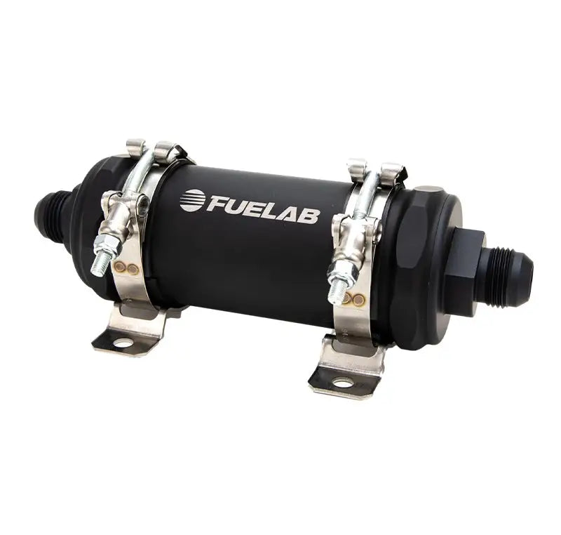 Fuelab PRO Series In-Line Fuel Filter (10gpm) -10AN In/-10AN Out 6 Micron Fiberglass - Matte Black - 86833 flb86833