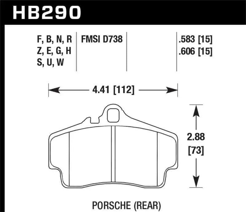 Hawk 98-10 Porsche 911 / 06-12 Porsche Cayman S Blue 9012 Race Rear Brake Pads HB290E.583