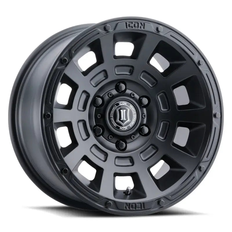 ICON Thrust 17x8.5 6x5.5 0mm Offset 4.75in BS Satin Black Wheel - 2817858347SB ico2817858347sb
