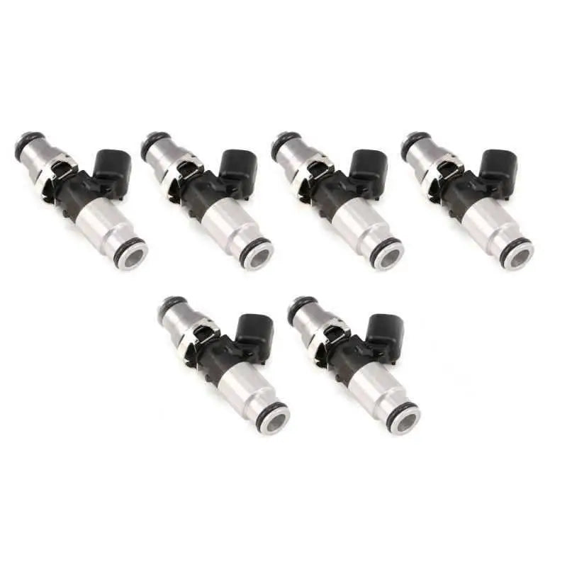 Injector Dynamics 1050X Injectors 14mm (Grey) Adaptor Top - (Silver) Bottom Adapter (Set of 6) 1050-60-14-14b-6