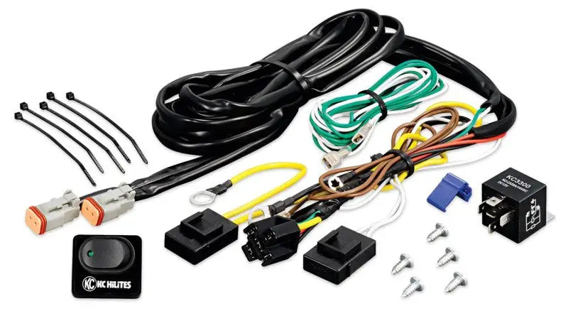 KC HiLiTES Wiring Harness w/40 AMP Relay & LED Rocker Switch (Up to 2 - 130w Lights) - 6315 kcl6315