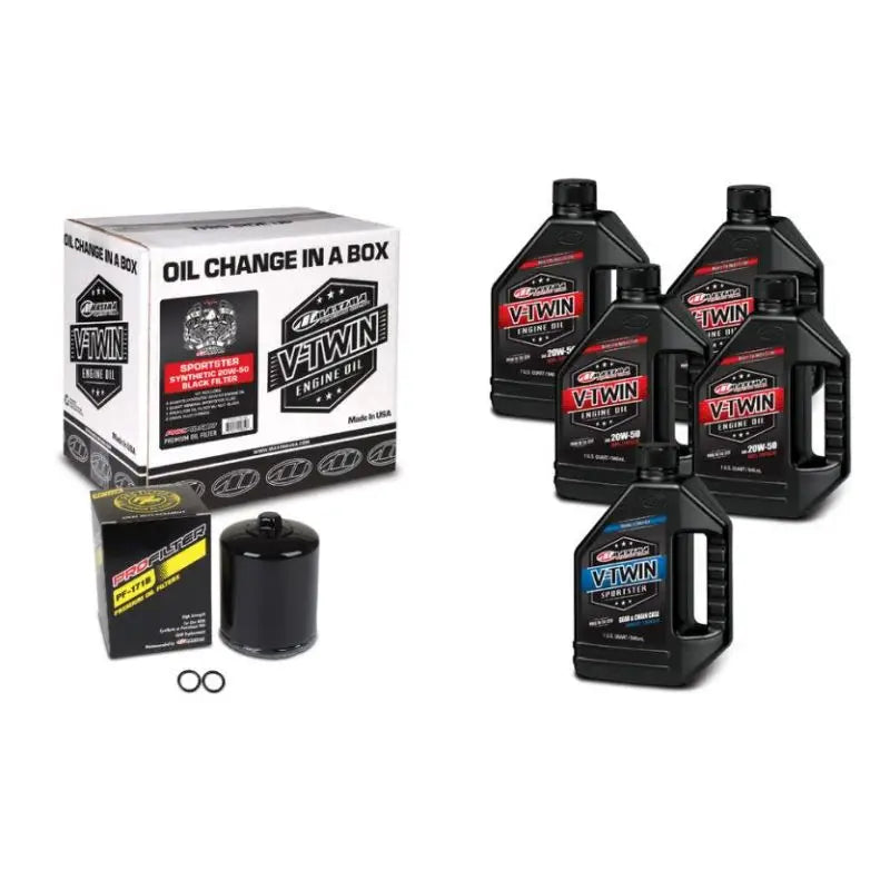 Maxima V-Twin Oil Change Kit Synthetic w/ Black Filter Sportster mxa90-119015pb