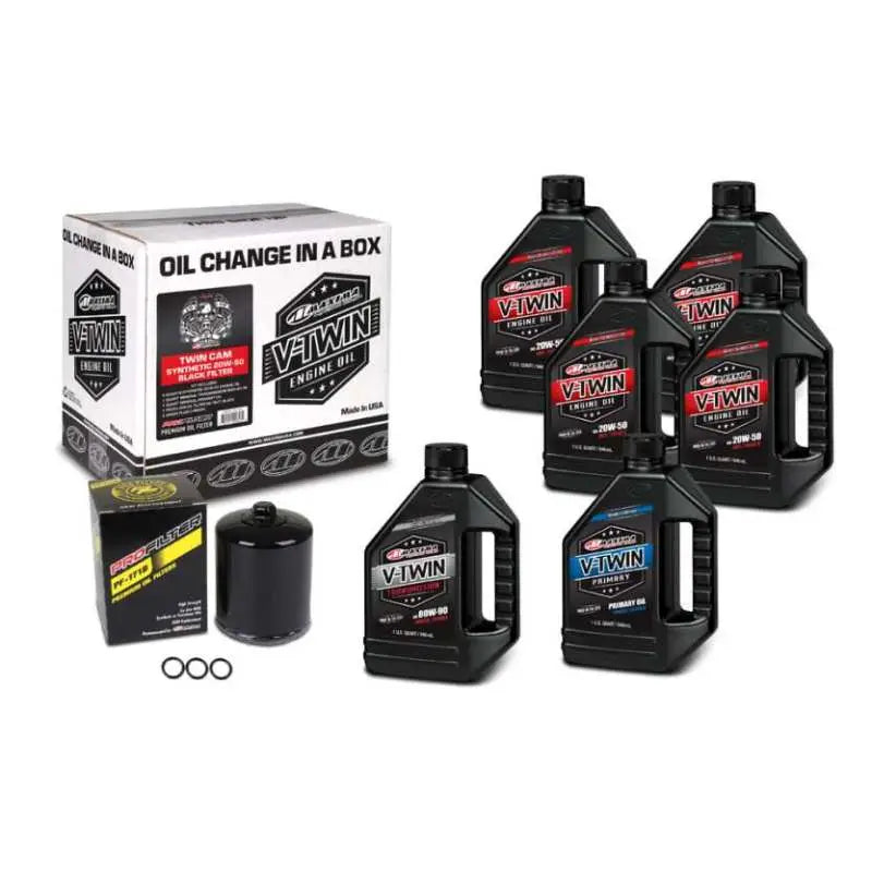 Maxima V-Twin Oil Change Kit Synthetic w/ Black Filter Twin Cam mxa90-119016pb