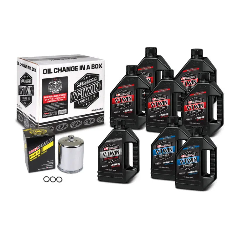 Maxima V-Twin Oil Change Kit Synthetic w/ Chrome Filter Milwaukee-Eight mxa90-129018pc