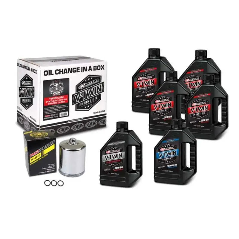 Maxima V-Twin Oil Change Kit Synthetic w/ Chrome Filter Twin Cam mxa90-119016pc