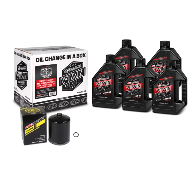 Maxima V-Twin Quick Change Kit Synthetic w/ Black Filter Milwaukee-Eight mxa90-129015pb