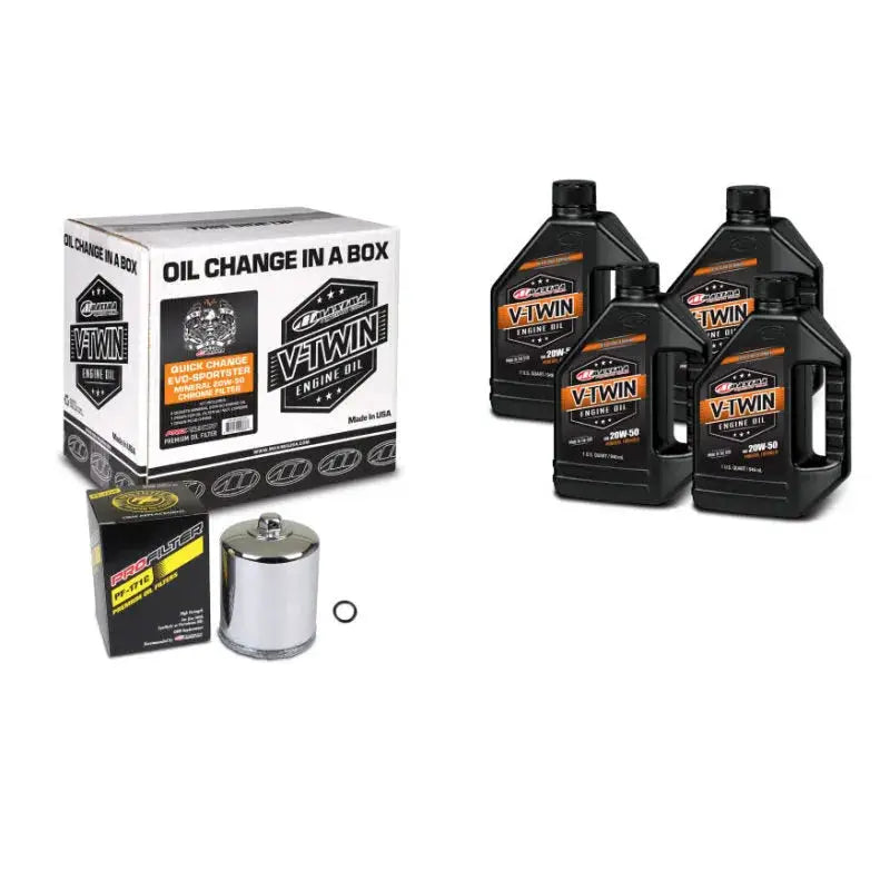 Maxima V-Twin Quick Change Kit Synthetic w/ Chrome Filter Twin Cam mxa90-119014pc