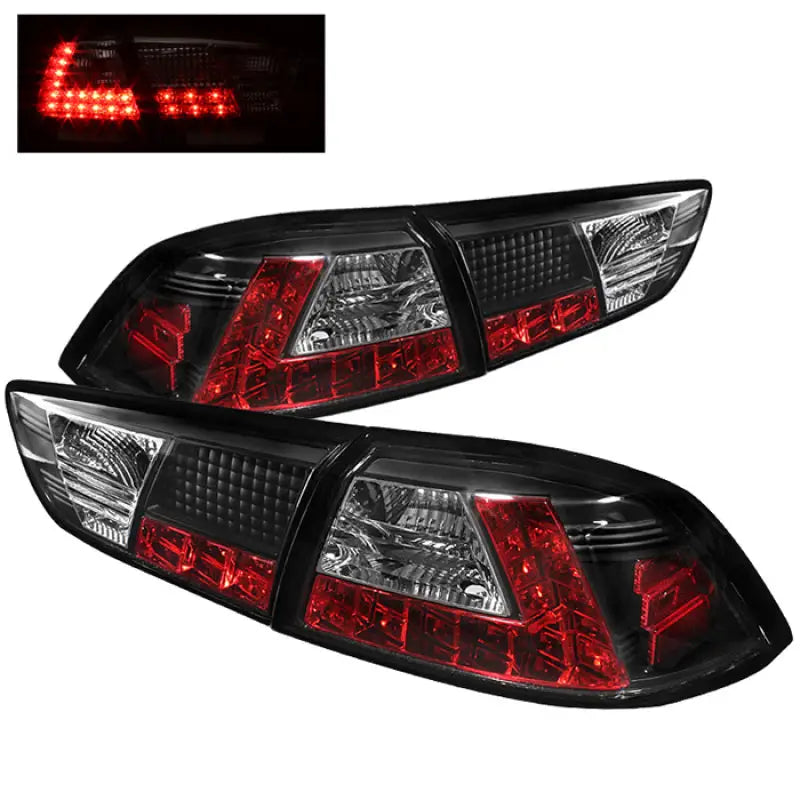 Spyder Mitsubishi Lancer/Evolution X 08-14 LED Tail Lights Blk ALT-YD-MITEVO1008-LED-BK - 5030375 spy5030375