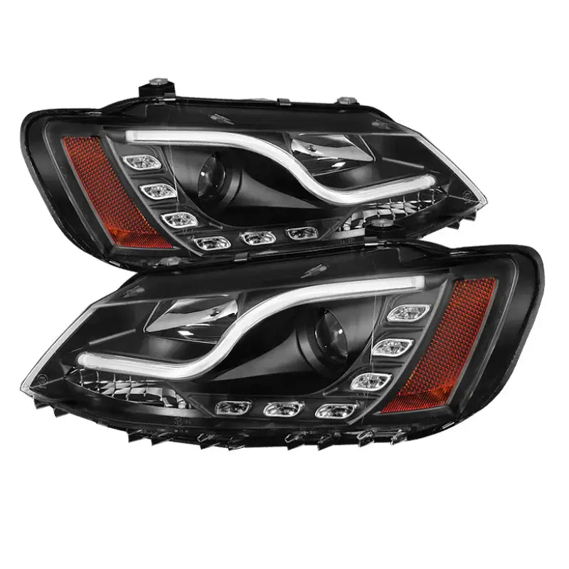 Spyder Volkswagen Jetta 11-14 Projector Headlights Halogen Light Tube DRL Blk PRO-YD-VJ11-LTDRL-BK - 5073648 spy5073648