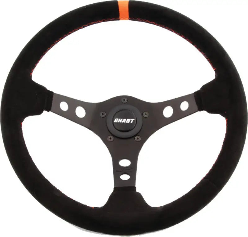 Suede Series Steering Wheel Black/Orange 652-3508