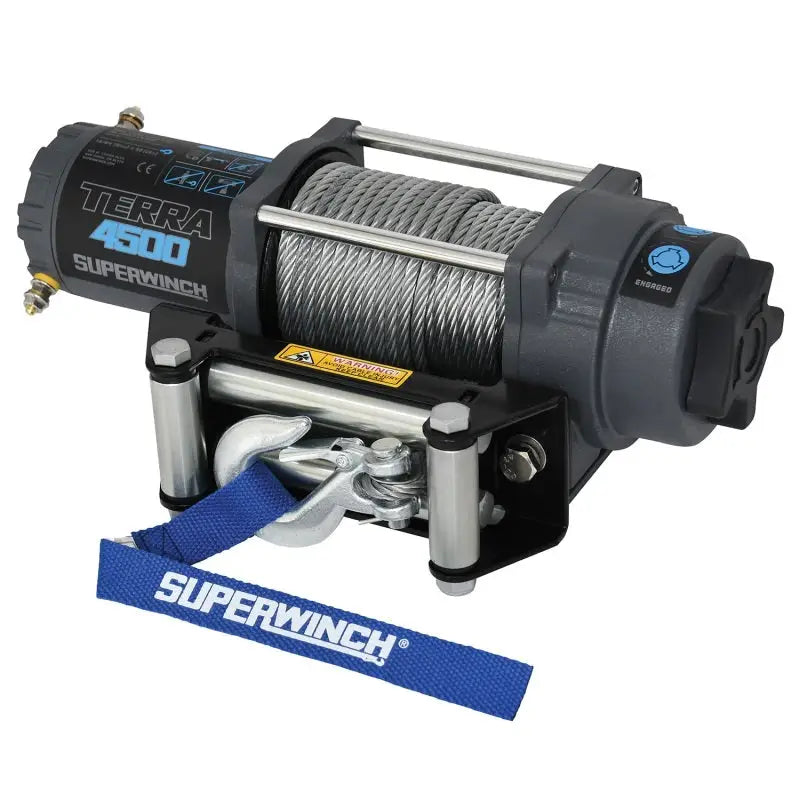 Superwinch 4500 LBS 12V DC 15/64in x 50ft Steel Rope Terra 4500 Winch - Gray Wrinkle - 1145260 suw1145260