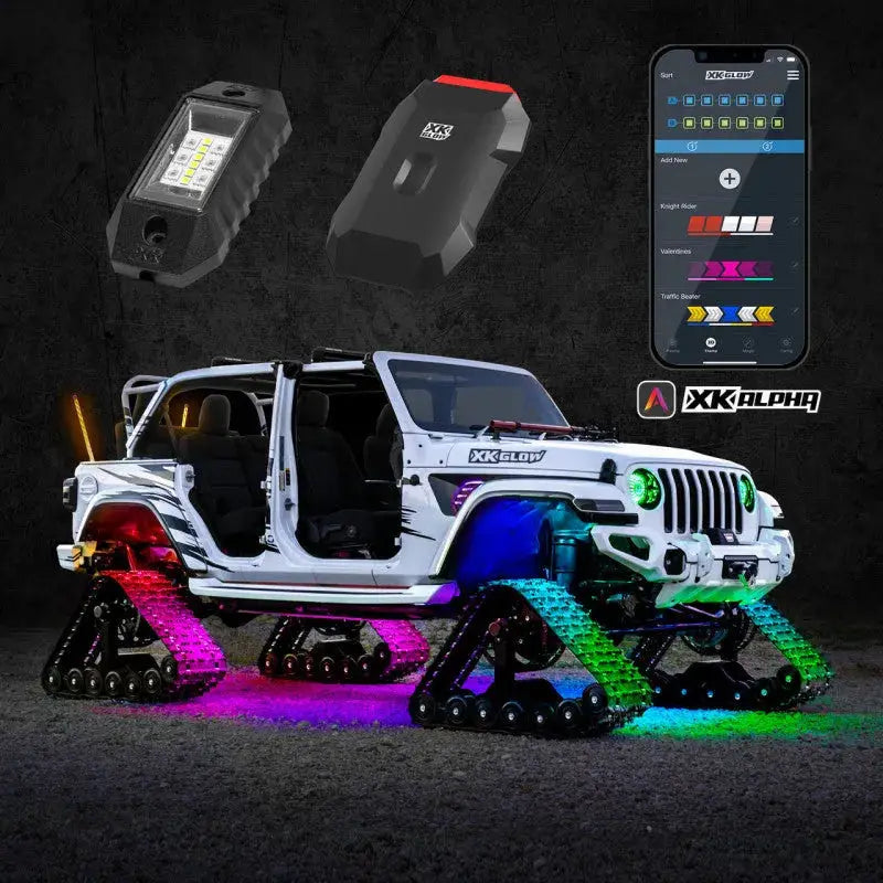 XK Glow RGBW Addressable LED Rock Light Kits Standard XKalpha App Controlled xkgap-rock-sta