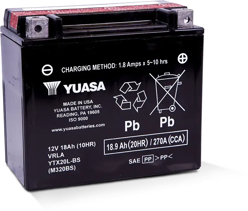 Yuasa YTX20L-BS Maintenance Free AGM 12 Volt Battery (Bottle Supplied) 626570